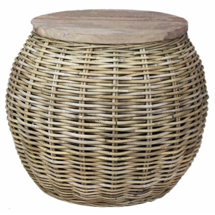 Холна маса Coffee Table Rattan/Brown Wooden Top